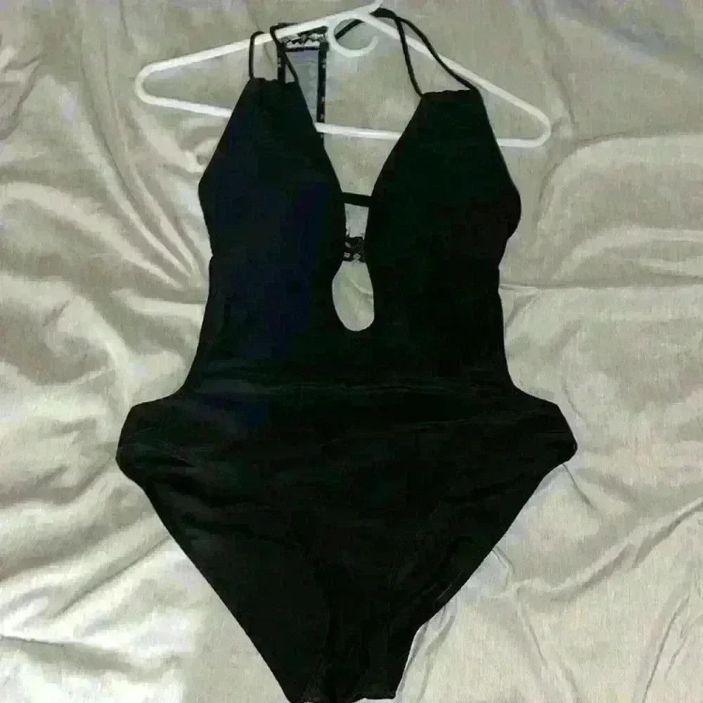 Black one piece bathing suit
